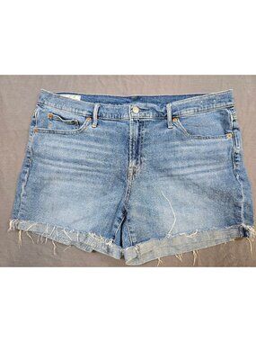 Gap 5" Girlfriend Mid Rise Denim Shorts Size 16 Regular Blue Distressed